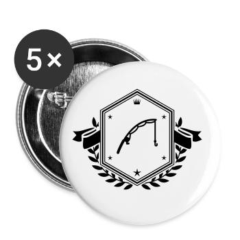 Armoiries de pêche à la canne à pêche - Lot de 5 grands badges (56 mm) - blanc - Devant