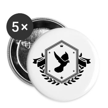 Taube Wappen - Buttons groß 56 mm (5er Pack) - Weiß - Vorne