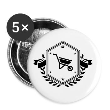 Schubkarre Symbol - Buttons groß 56 mm (5er Pack) - Weiß - Vorne