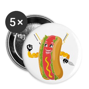 Ninja Fighter Hot Dog Amour Hot Dog - Lot de 5 grands badges (56 mm) - blanc - Devant