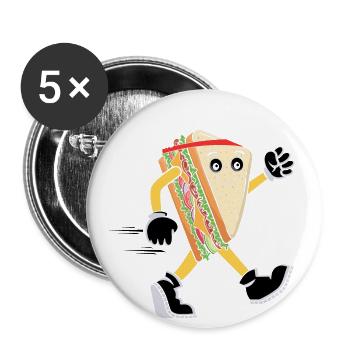 Fun Bread Sandwich Cardio Running Runners - Lot de 5 grands badges (56 mm) - blanc - Devant