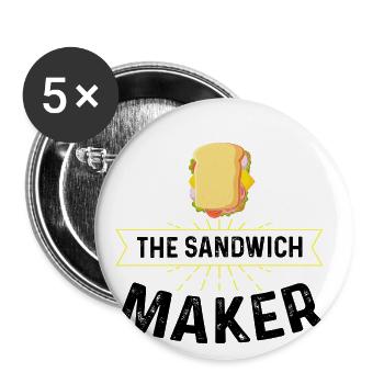 Sandwich Macher Grillen Papa BBQ Sandwich - Buttons groß 56 mm (5er Pack) - Weiß - Vorne