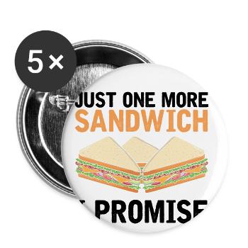 Sandwich Lover Cheese Fast Food Food Food - Lot de 5 grands badges (56 mm) - blanc - Devant
