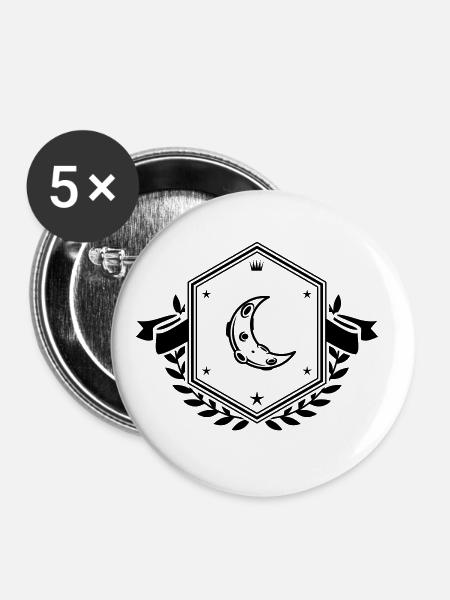 Mond Icon wappen - Buttons groß 56 mm (5er Pack) - Weiß