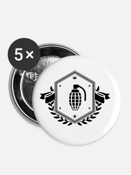 Granate wappen - Buttons groß 56 mm (5er Pack) - Weiß
