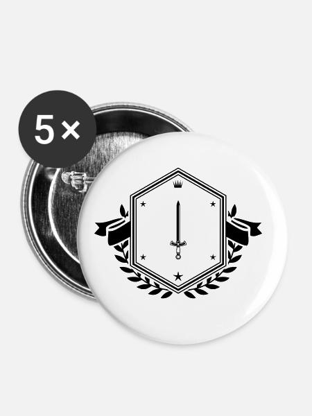 Schwert Icon wappen - Buttons groß 56 mm (5er Pack) - Weiß
