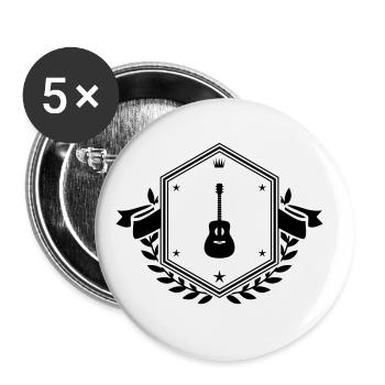 Gitarre Akustik wappen - Buttons groß 56 mm (5er Pack) - Weiß - Vorne
