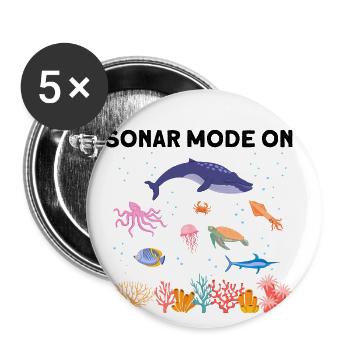 Sonar Boat Sea Marine Biologist Marine Biology - Buttons large 2.2''/56 mm (5-pack) - white - Front