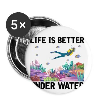 Diving Adventure Divers Sea Ocean - Buttons large 2.2''/56 mm (5-pack) - white - Front