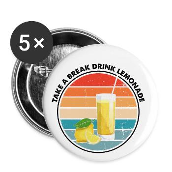Lemon Design Lemonades Stand Boss Vente de citron - Lot de 5 grands badges (56 mm) - blanc - Devant