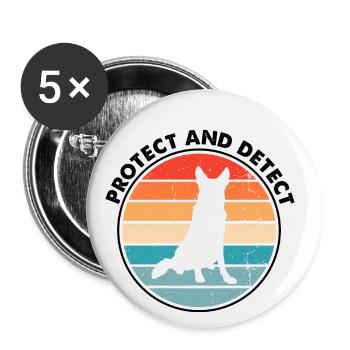 Design Deutscher Schäferhund Polizei Design - Buttons groß 56 mm (5er Pack) - Weiß - Vorne