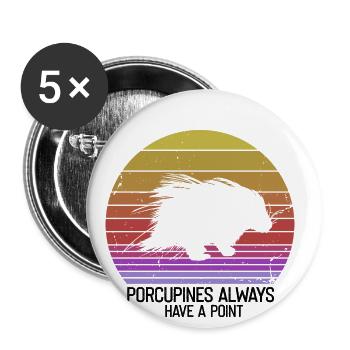Stachelschwein Designs für Igel Stachelschwein Fan - Buttons groß 56 mm (5er Pack) - Weiß - Vorne