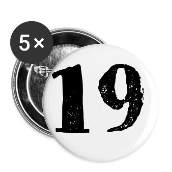 19 Zahl Trikot - Buttons groß 56 mm (5er Pack) - Weiß - Vorne