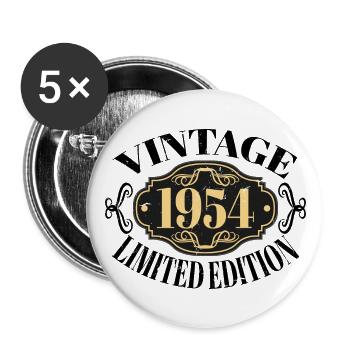 Vintage 1954 70e anniversaire hommes femmes 70 ans - Lot de 5 grands badges (56 mm) - blanc - Devant