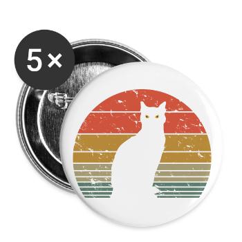 Cute Cat Retro Silhouette Cat Lover & Owner Gift - Buttons large 2.2''/56 mm (5-pack) - white - Front