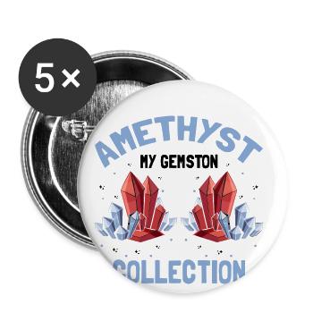 Edelstein Sammler und Edelsteinforschung - Buttons groß 56 mm (5er Pack) - Weiß - Vorne