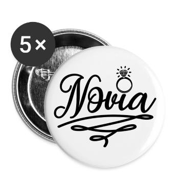 Novia Girlfriend Engagement Bridal Shower Wedding - Buttons large 2.2''/56 mm (5-pack) - white - Front