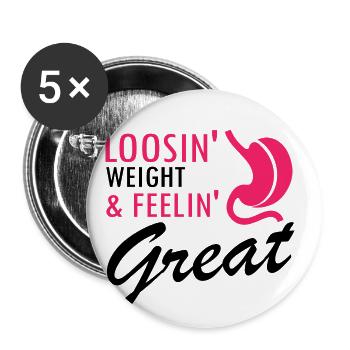 Magenoperation Design für Magenbypass Patient - Buttons groß 56 mm (5er Pack) - Weiß - Vorne