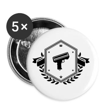 Waffe Money Rain Wappen - Buttons groß 56 mm (5er Pack) - Weiß - Vorne
