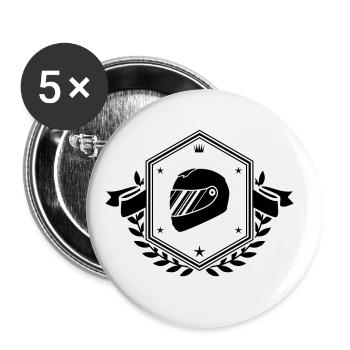 Racing driver helm racing crest - Buttons large 2.2''/56 mm (5-pack) - white - Front