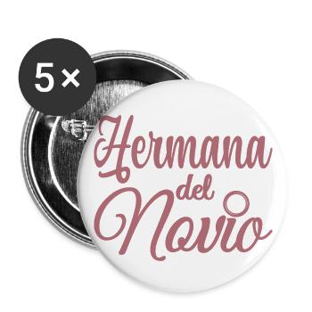 Hermana del Novio Groom's Sister Wedding Party - Buttons large 2.2''/56 mm (5-pack) - white - Front