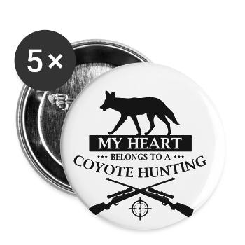 Kojotenjäger Design für Kojotenjagd - Buttons groß 56 mm (5er Pack) - Weiß - Vorne