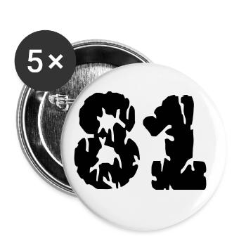 81 Zahl Trikot - Buttons groß 56 mm (5er Pack) - Weiß - Vorne