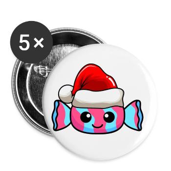 Bonbons Weihnachten Comic Xmas - Buttons groß 56 mm (5er Pack) - Weiß - Vorne