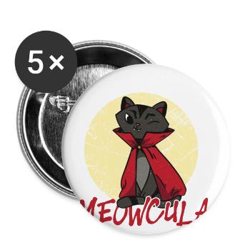 Katzen Vampir - Funny Halloween - Buttons groß 56 mm (5er Pack) - Weiß - Vorne
