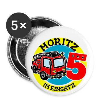 Name Moritz 5. Geburtstag Personalisiert - Buttons groß 56 mm (5er Pack) - Weiß - Vorne