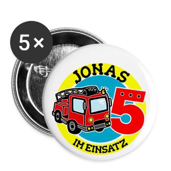Name Jonas 5. Geburtstag Personalisiert - Buttons groß 56 mm (5er Pack) - Weiß - Vorne