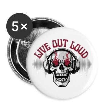 LIVE OUT LOUD - Buttons groß 56 mm (5er Pack) - Weiß - Vorne