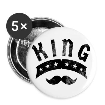 King with a mustache - Buttons large 2.2''/56 mm (5-pack) - white - Front