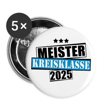 Meister Kreisklasse 2025 Aufstiegstrikot - Buttons groß 56 mm (5er Pack) - Weiß - Vorne