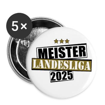 Meister Landesliga 2025 Aufstiegstrikot - Buttons groß 56 mm (5er Pack) - Weiß - Vorne