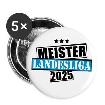 Meister Landesliga 2025 Aufstiegstrikot - Buttons groß 56 mm (5er Pack) - Weiß - Vorne