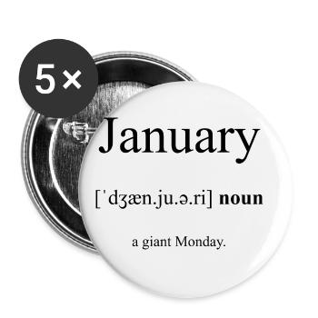 January (Januar) Definition Dictionary - Buttons large 2.2''/56 mm (5-pack) - white - Front