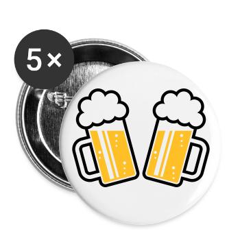 2 Bierkrüge Prosten Zu, Prosit! (Bier Maßkrüge 2C) - Buttons groß 56 mm (5er Pack) - Weiß - Vorne