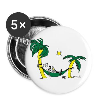 Matrechi chills on the palm tree swing - Buttons large 2.2''/56 mm (5-pack) - white - Front