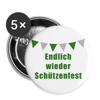 Endlich wieder Schützenfest - Buttons groß 56 mm (5er Pack) - Weiß - Vorne