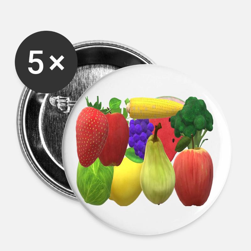 Vegan design - Buttons large 2.2''/56 mm (5-pack) - white