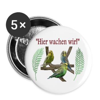 Wellensittiche - Buttons groß 56 mm (5er Pack) - Weiß - Vorne