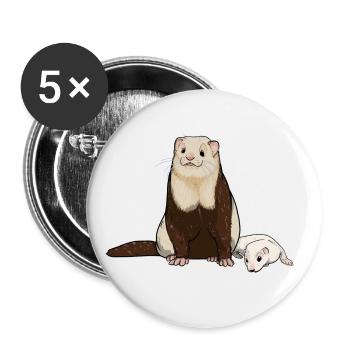 Frettchen Welpe - Buttons groß 56 mm (5er Pack) - Weiß - Vorne