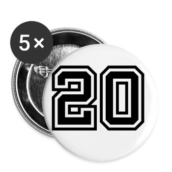 20 Zahl symbol - Buttons groß 56 mm (5er Pack) - Weiß - Vorne