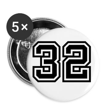 32 number symbol - Buttons large 2.2''/56 mm (5-pack) - white - Front