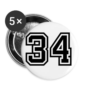 34 Zahl symbol - Buttons groß 56 mm (5er Pack) - Weiß - Vorne