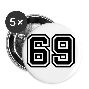 69 Zahl Symbol - Buttons groß 56 mm (5er Pack) - Weiß - Vorne