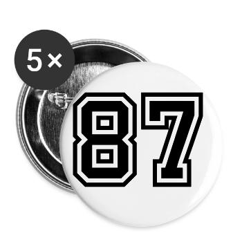 87 Zahl Symbol - Buttons groß 56 mm (5er Pack) - Weiß - Vorne