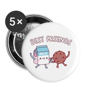 Süße Milch und Kekse Beste Freunde - Buttons groß 56 mm (5er Pack) - Weiß - Vorne