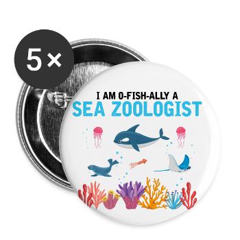 Zooologiste marin officiel Zooologie Mer - Lot de 5 grands badges (56 mm) - blanc - Devant